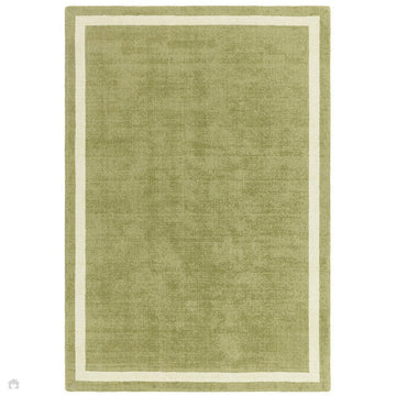 Albi Modern Plain Border Tonal Distressed Hand-Woven Textured Wool Low Profile Tip Sheared Short Pile Green Rug-Asiatic Carpets-Rug Love - The Most Loved Rug Store